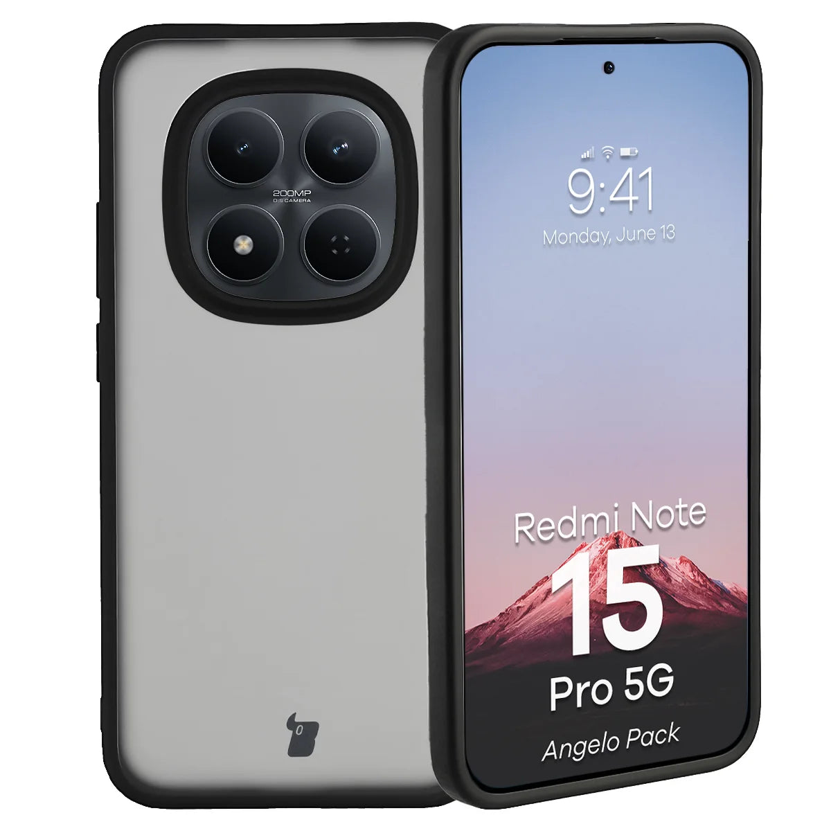 Schutzhülle + gehärtetem Glas für Xiaomi Redmi Note 15 Pro 5G, Bizon Angelo Pack, Getönte mit schwarzem Rahmen