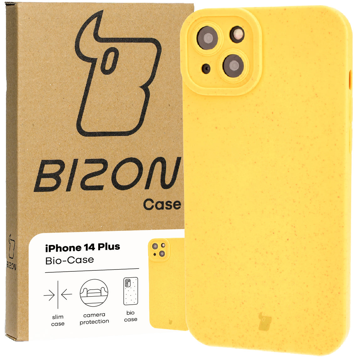 Ökologische Schutzhülle für iPhone 14 Plus, Bizon Bio Case, Gelb