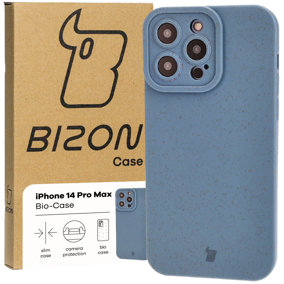 Ökologische Schutzhülle für iPhone 14 Pro Max, Bizon Bio Case, Blau