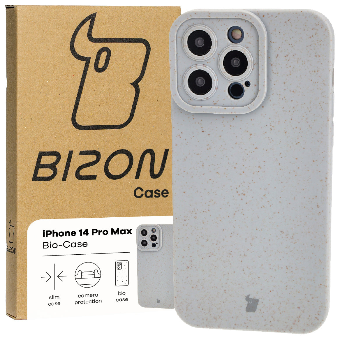 Ökologische Schutzhülle für iPhone 14 Pro Max, Bizon Bio Case, Grau
