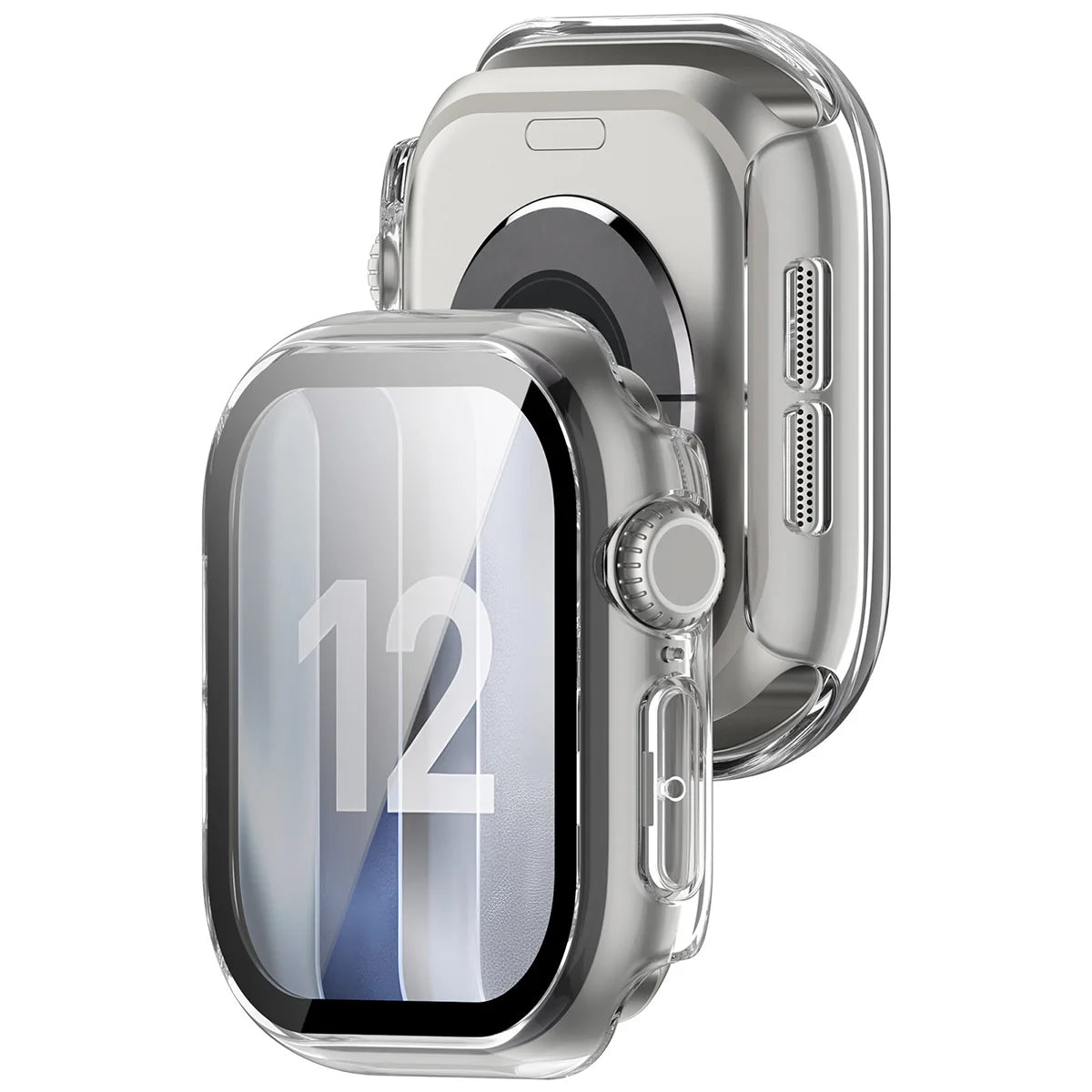 Schutzhülle mit Glas für Apple Watch Series 12 42mm, Bizon Case Watch Adamo, Transparent (1/8)
