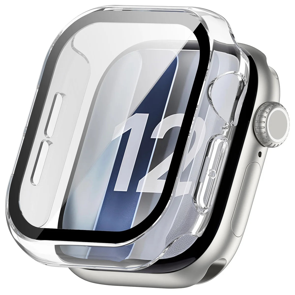 Schutzhülle mit Glas für Apple Watch Series 12 42mm, Bizon Case Watch Adamo, Transparent (4/8)