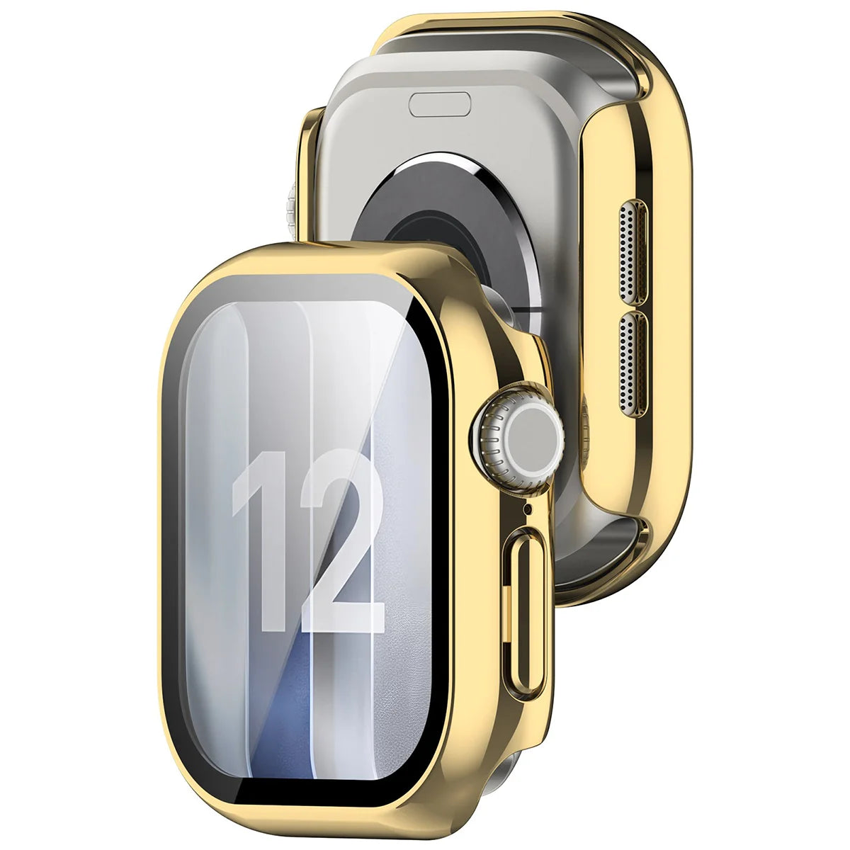 Schutzhülle mit Glas für Apple Watch Series 12 42mm, Bizon Case Watch Adamo, Golden (1/8)
