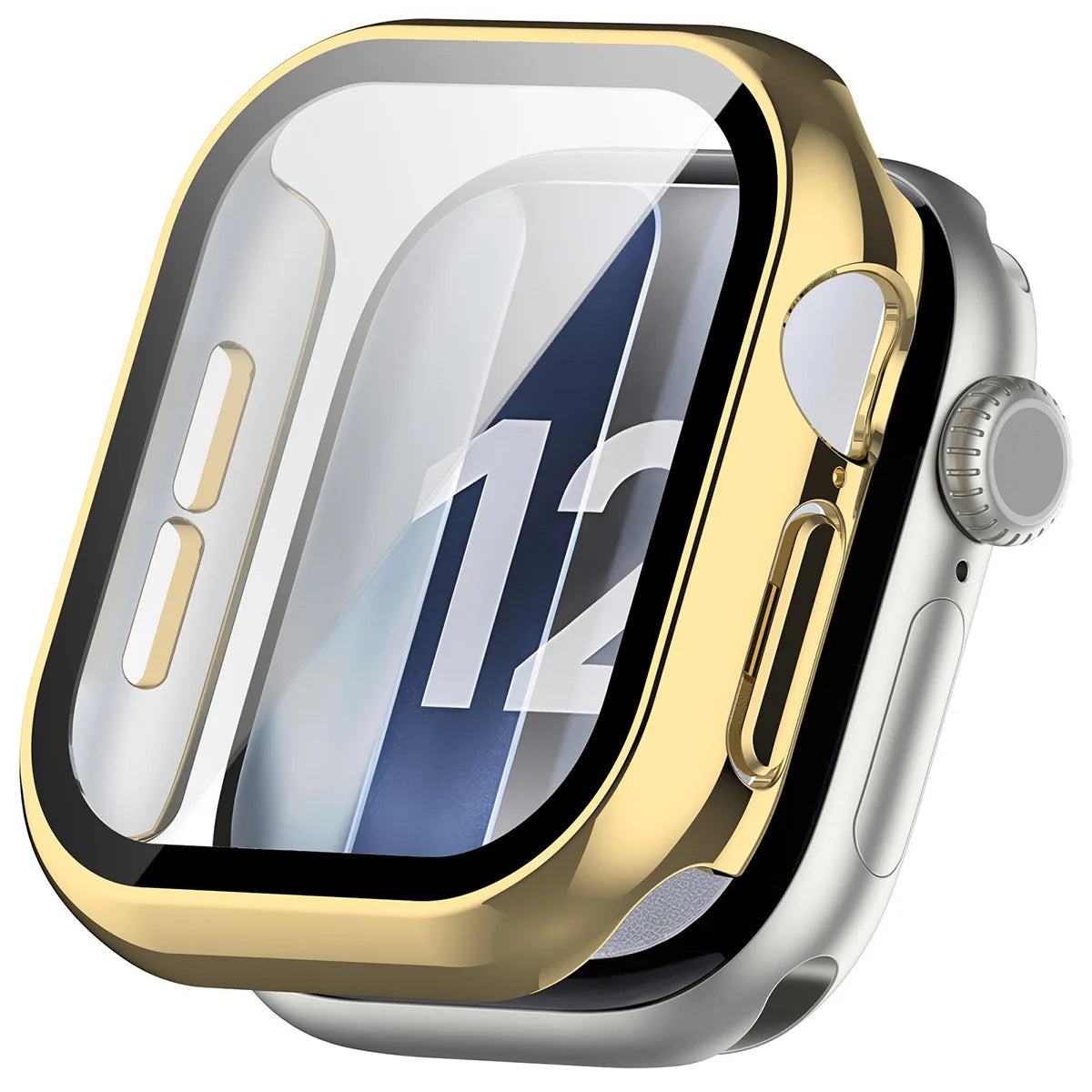 Schutzhülle mit Glas für Apple Watch Series 12 42mm, Bizon Case Watch Adamo, Golden (4/8)