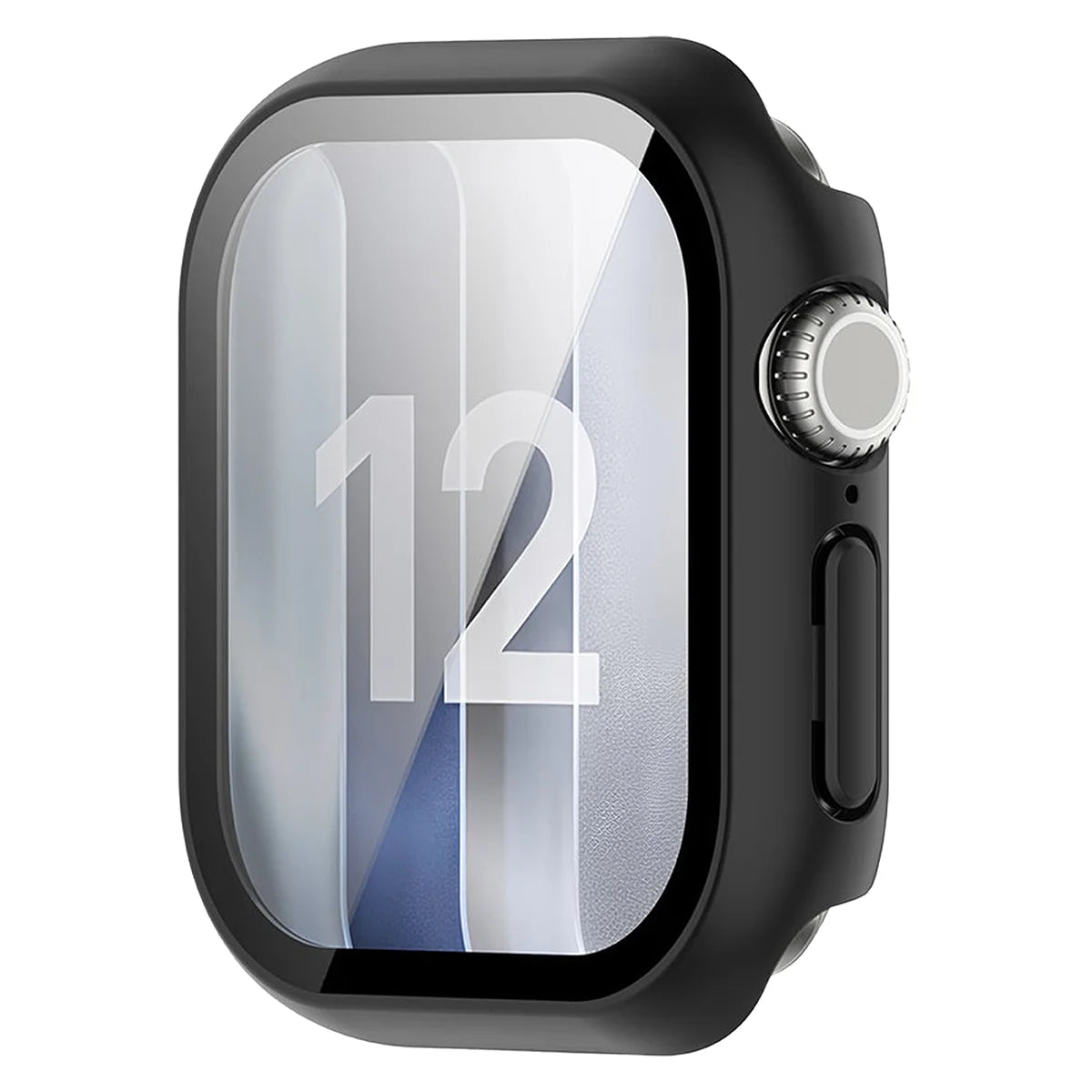 Schutzhülle mit Glas für Apple Watch Series 12 42mm, Bizon Case Watch Adamo, mattes Schwarz (5/8)