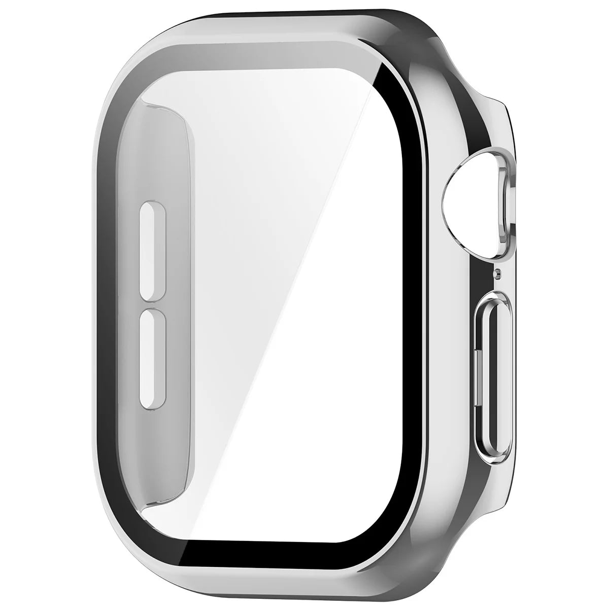 Schutzhülle mit Glas für Apple Watch Series 12 42mm, Bizon Case Watch Adamo, Silbern (3/8)