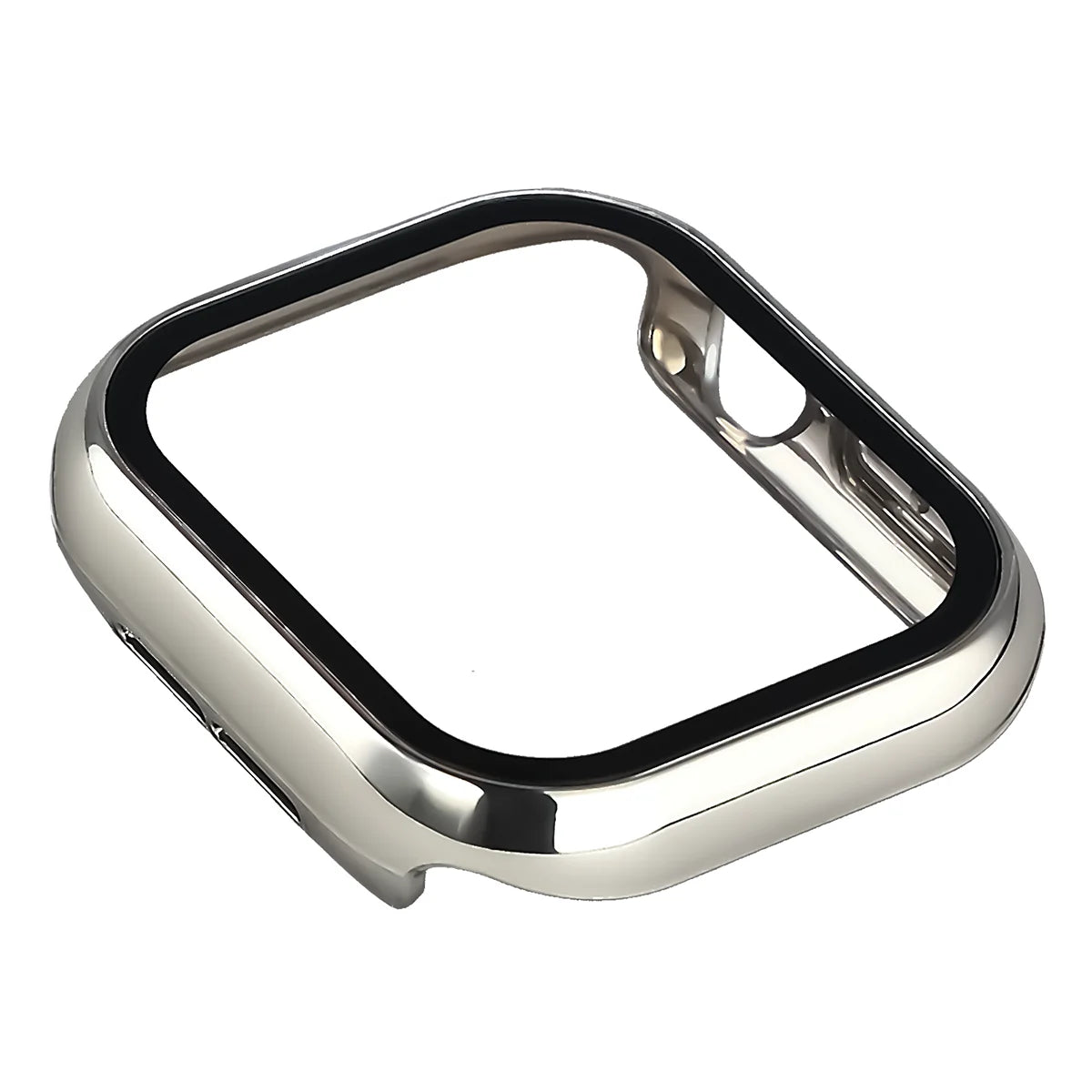 Schutzhülle mit Glas für Apple Watch Series 12 42mm, Bizon Case Watch Adamo, Silbern (7/8)