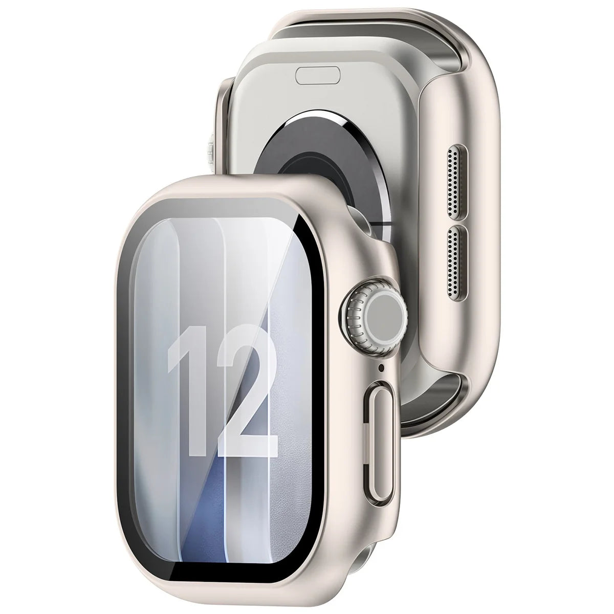 Schutzhülle mit Glas für Apple Watch Series 12 46mm, Bizon Case Watch Adamo, Satin Champagner (1/8)