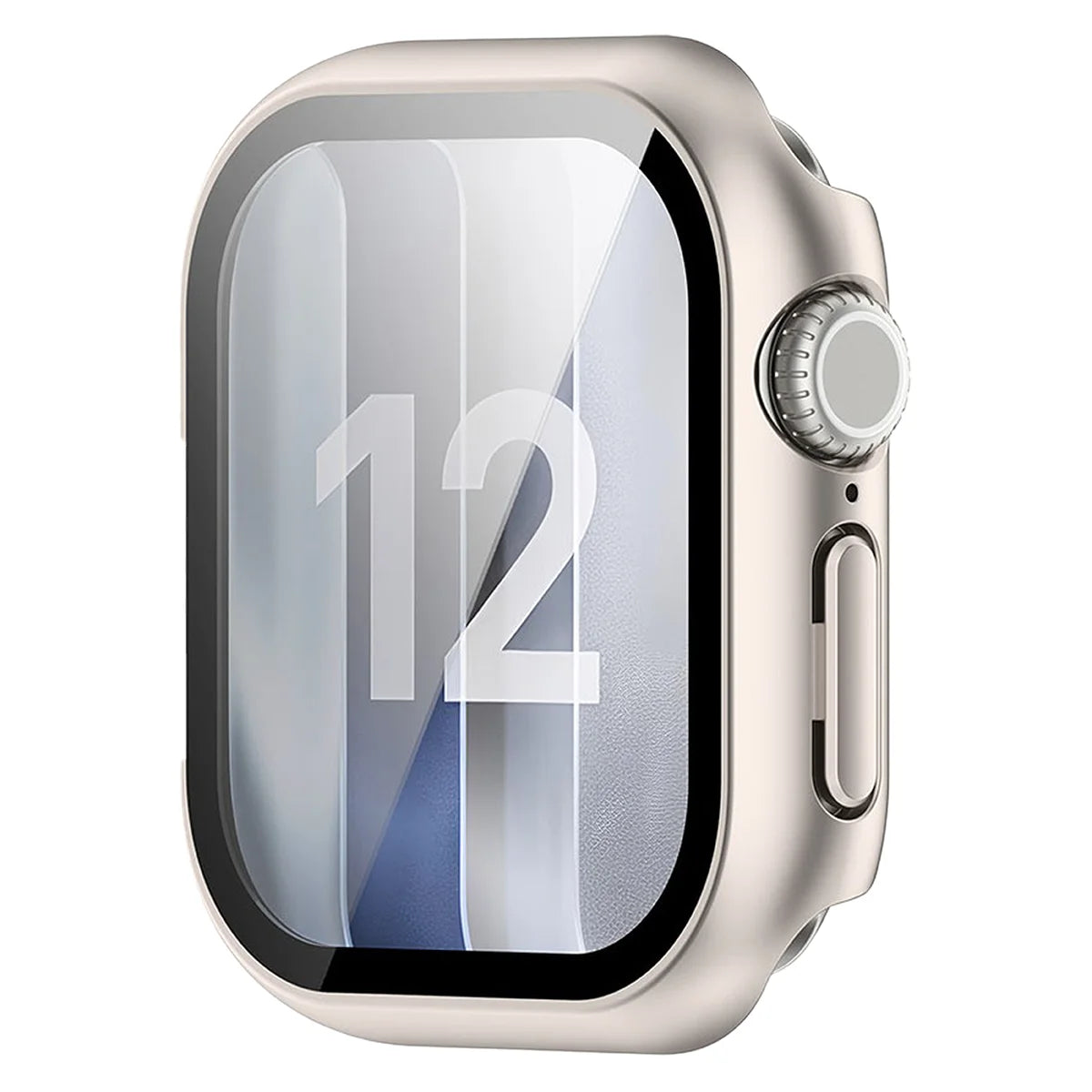 Schutzhülle mit Glas für Apple Watch Series 12 46mm, Bizon Case Watch Adamo, Satin Champagner (5/8)