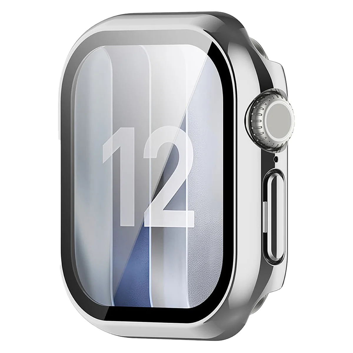 Schutzhülle mit Glas für Apple Watch Series 12 46mm, Bizon Case Watch Adamo, Silbern (5/8)