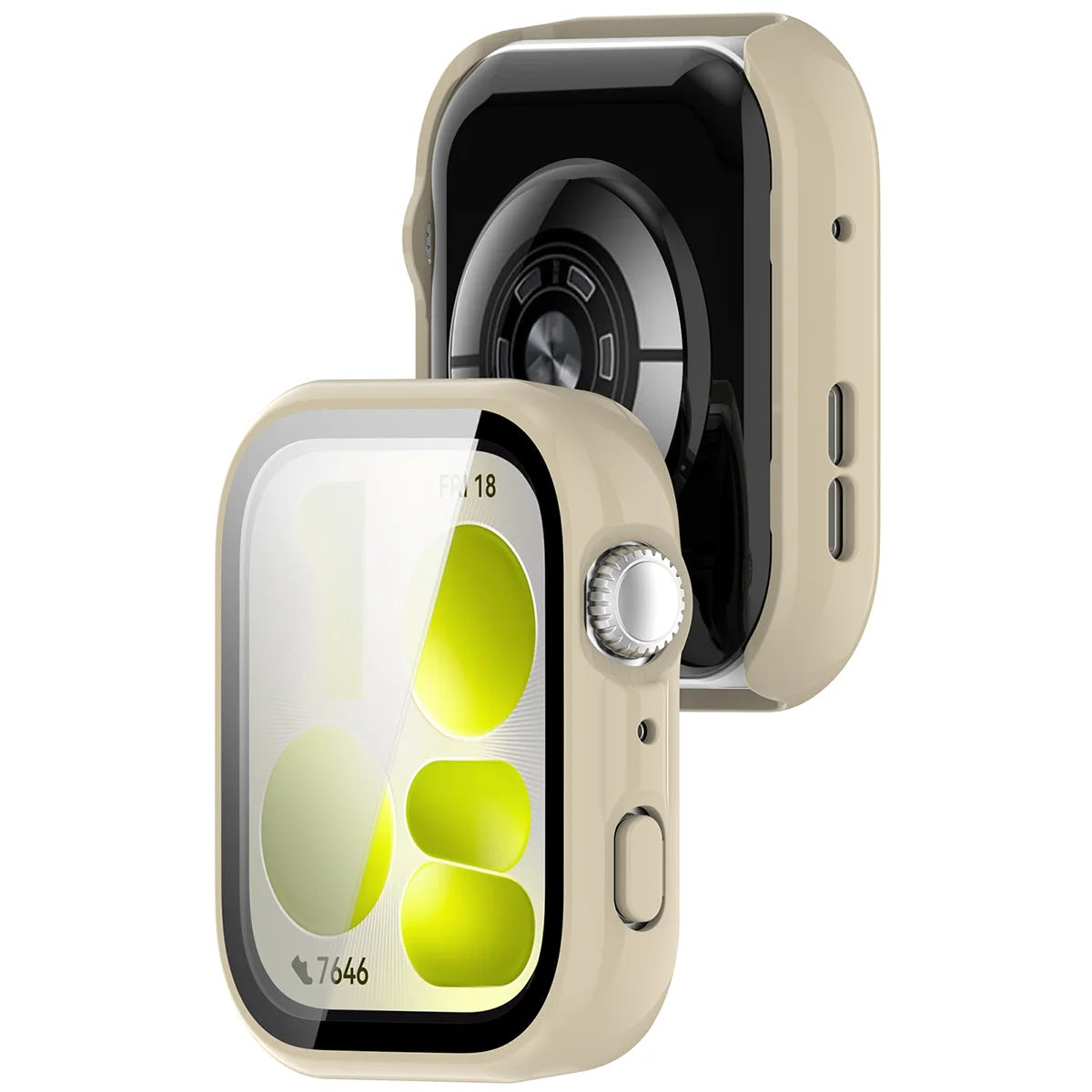 Schutzhülle mit Glas für Huawei Watch Fit 5, Bizon Case Watch Adamo, Beige