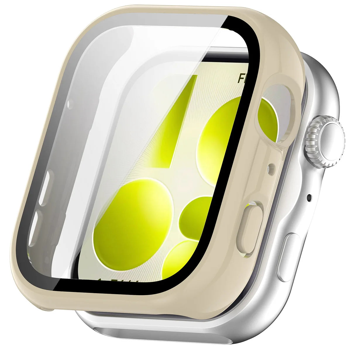Schutzhülle mit Glas für Huawei Watch Fit 5, Bizon Case Watch Adamo, Beige
