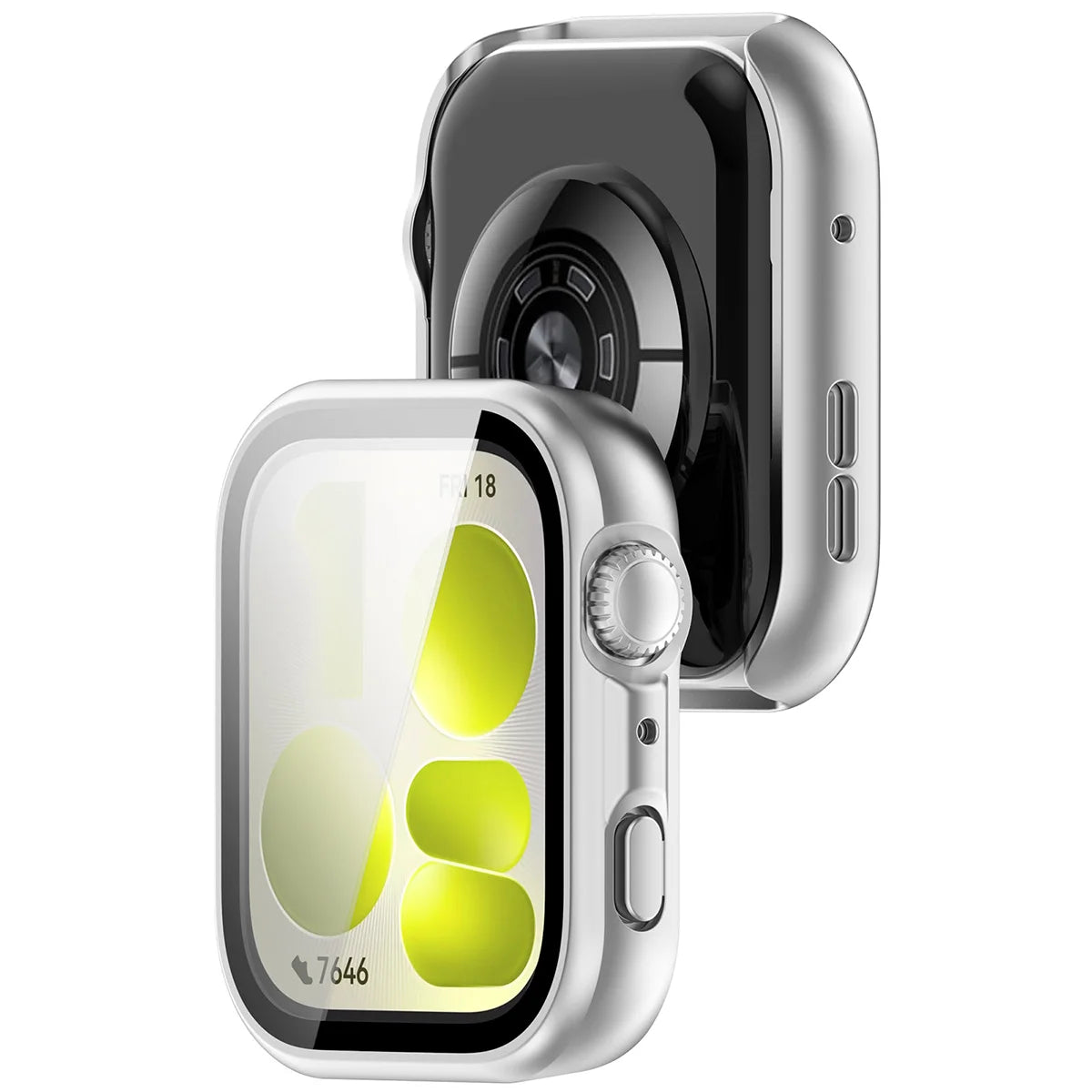 Schutzhülle mit Glas für Huawei Watch Fit 5, Bizon Case Watch Adamo, mattes Silbern