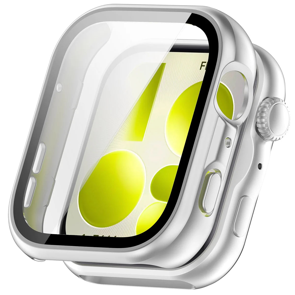 Schutzhülle mit Glas für Huawei Watch Fit 5, Bizon Case Watch Adamo, mattes Silbern