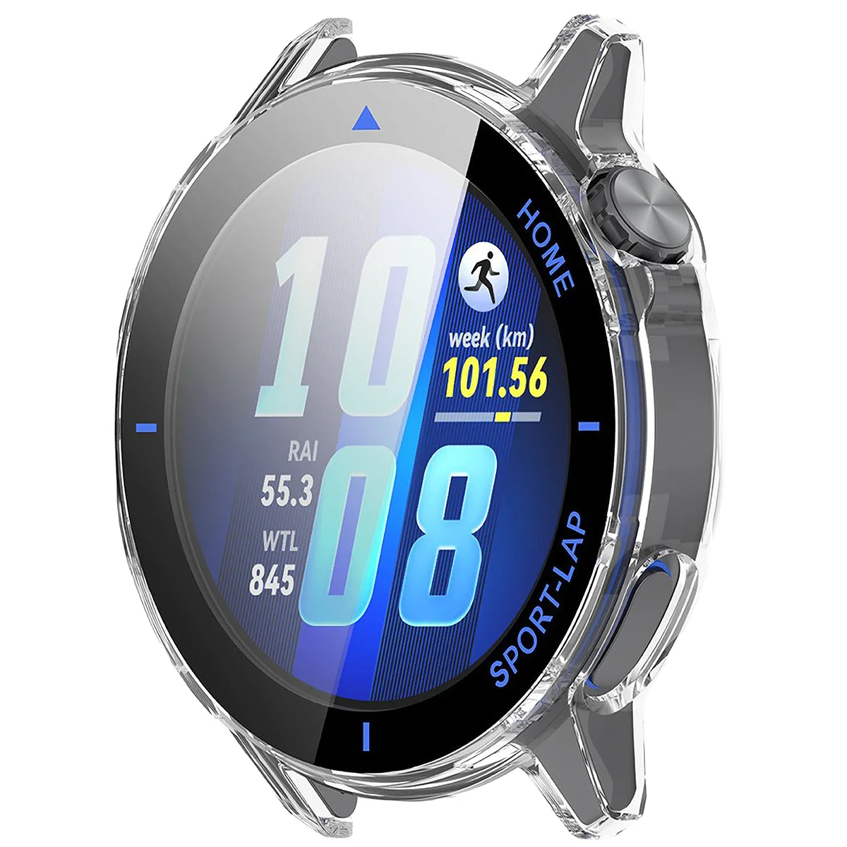 Schutzhülle mit Glas für Huawei Watch GT Runner 2, Bizon Case Watch Adamo, Transparent-Blau