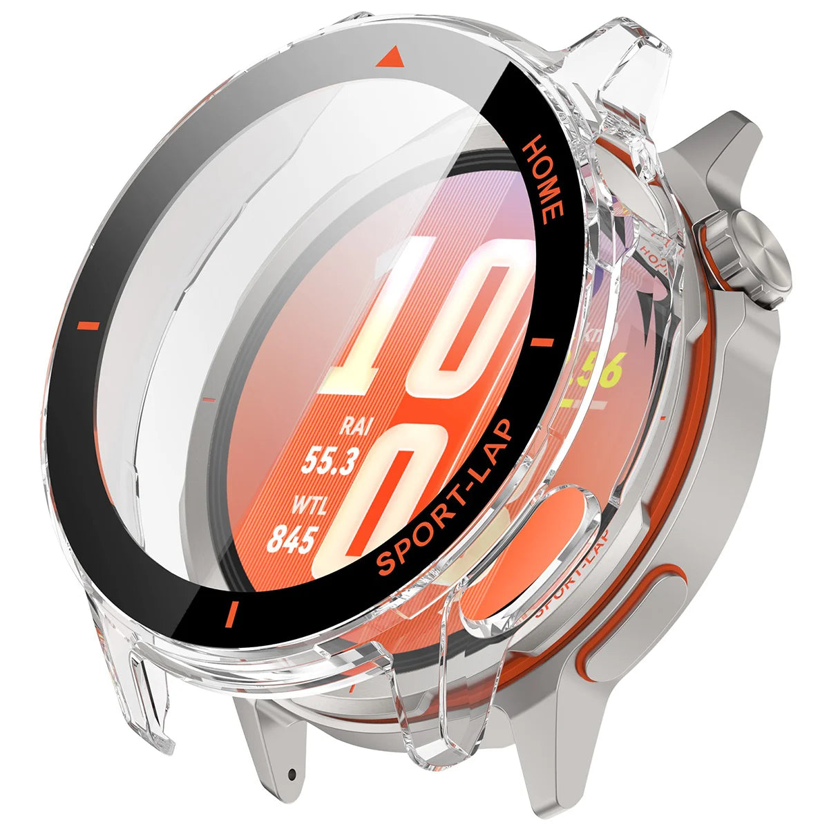 Schutzhülle mit Glas für Huawei Watch GT Runner 2, Bizon Case Watch Adamo, Transparent-Orange