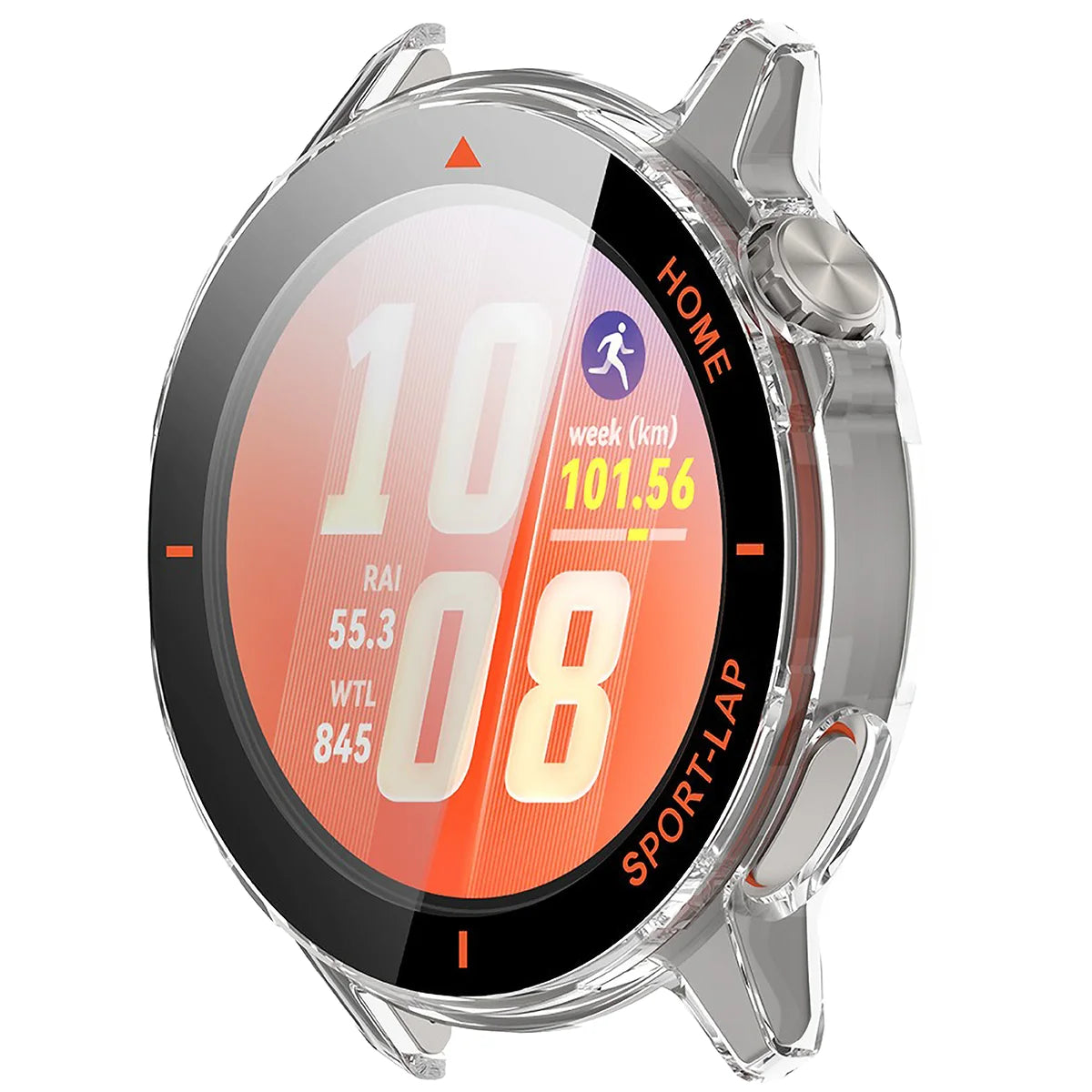 Schutzhülle mit Glas für Huawei Watch GT Runner 2, Bizon Case Watch Adamo, Transparent-Orange