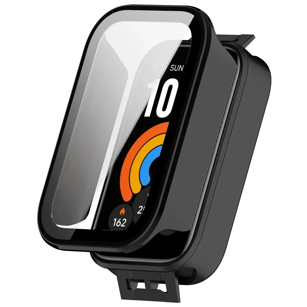 Schutzhülle mit Glas für Xiaomi Smart Band 11 Active, Bizon Case Watch Adamo, Schwarz (4/8)