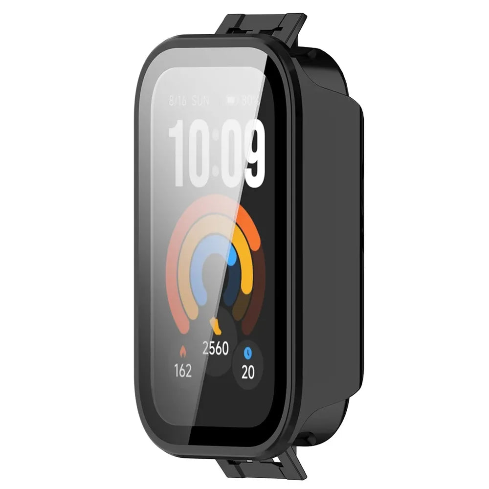 Schutzhülle mit Glas für Xiaomi Smart Band 11 Active, Bizon Case Watch Adamo, Schwarz (5/8)