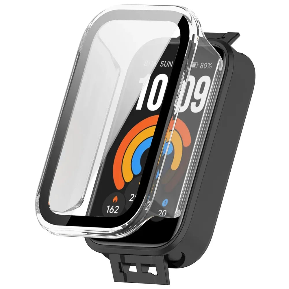 Schutzhülle mit Glas für Xiaomi Smart Band 11 Active, Bizon Case Watch Adamo, Transparent (4/8)