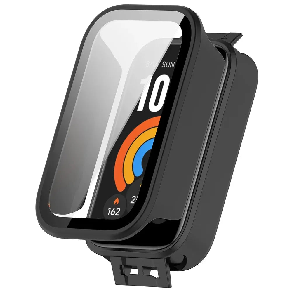 Schutzhülle mit Glas für Xiaomi Smart Band 11 Active, Bizon Case Watch Adamo, mattes Schwarz (4/8)