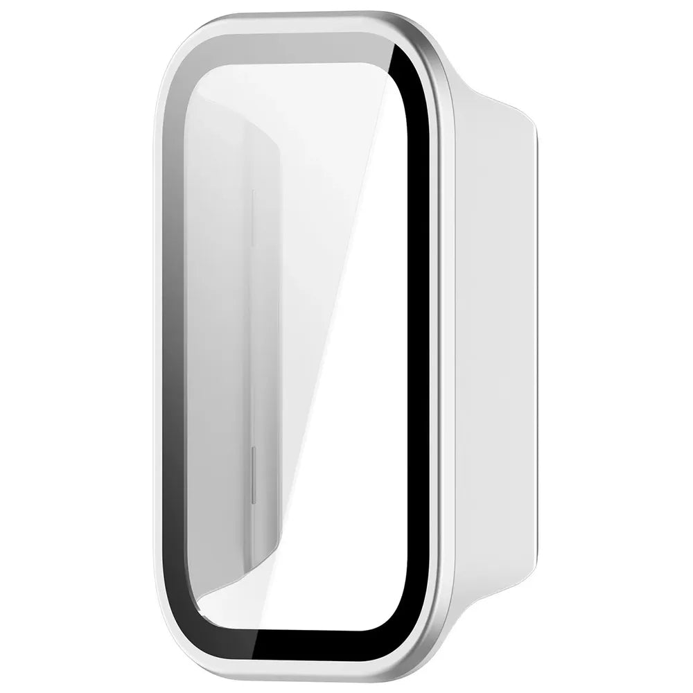 Schutzhülle mit Glas für Xiaomi Smart Band 11 Active, Bizon Case Watch Adamo, satiniertes Silbern (3/8)
