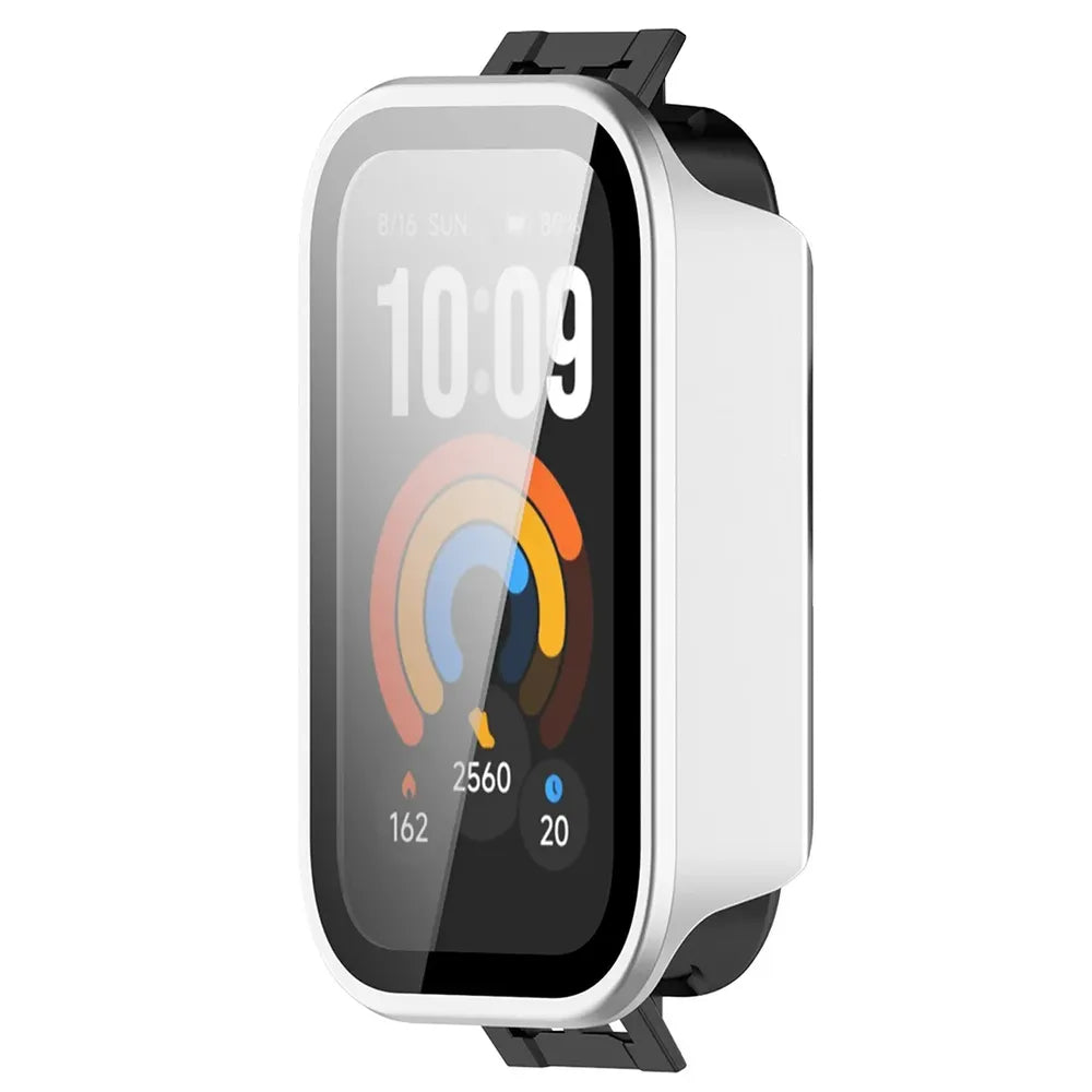 Schutzhülle mit Glas für Xiaomi Smart Band 11 Active, Bizon Case Watch Adamo, satiniertes Silbern (5/8)