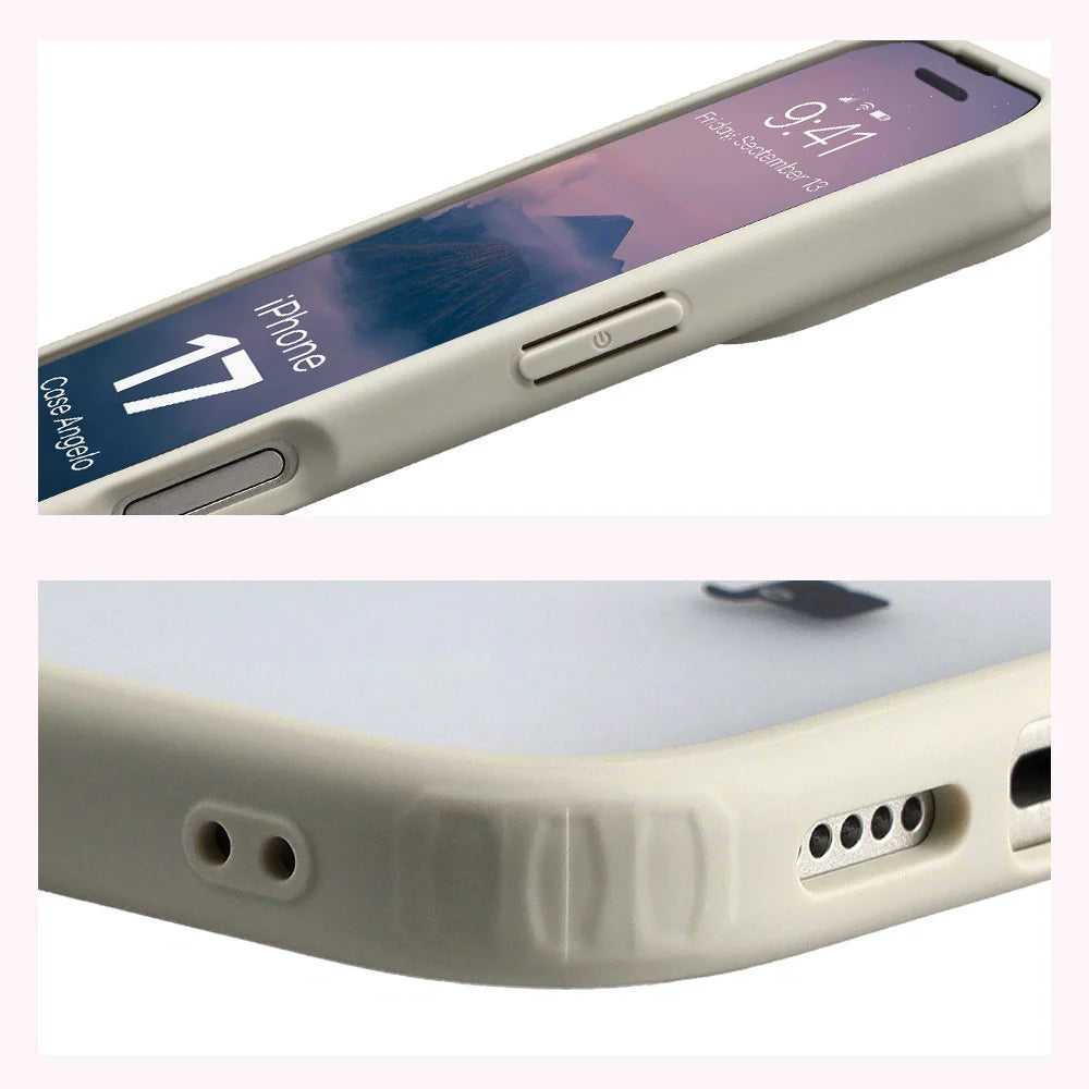 Handyhülle für iPhone 17, Bizon Case Angelo, Semitransparent mit beigem Rahmen