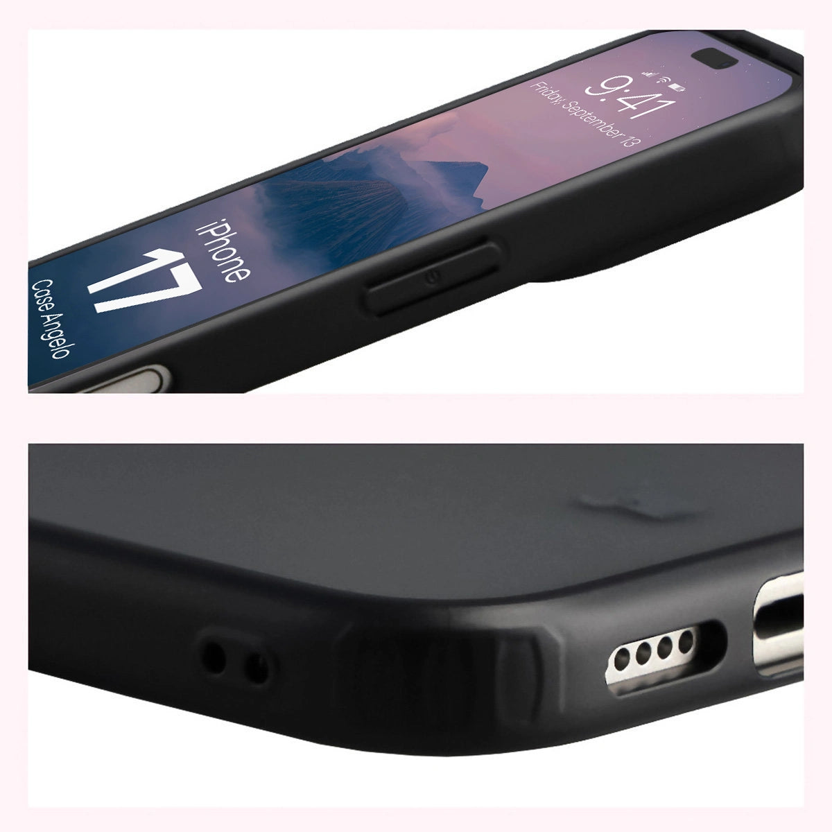 Handyhülle für iPhone 17, Bizon Case Angelo, Getönte mit schwarzem Rahmen