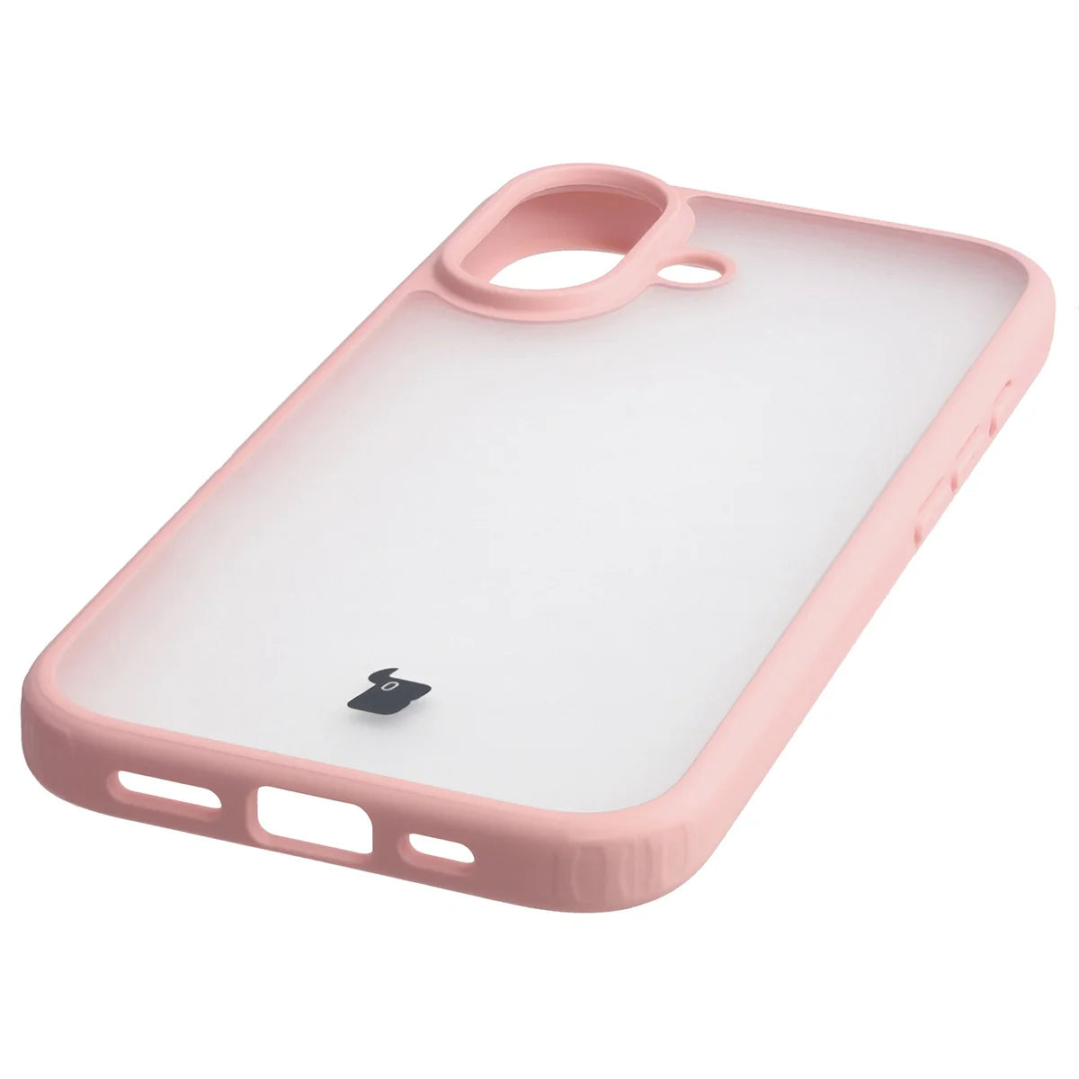 Handyhülle für iPhone 17, Bizon Case Angelo, Semitransparent mit hellrosa Rahmen