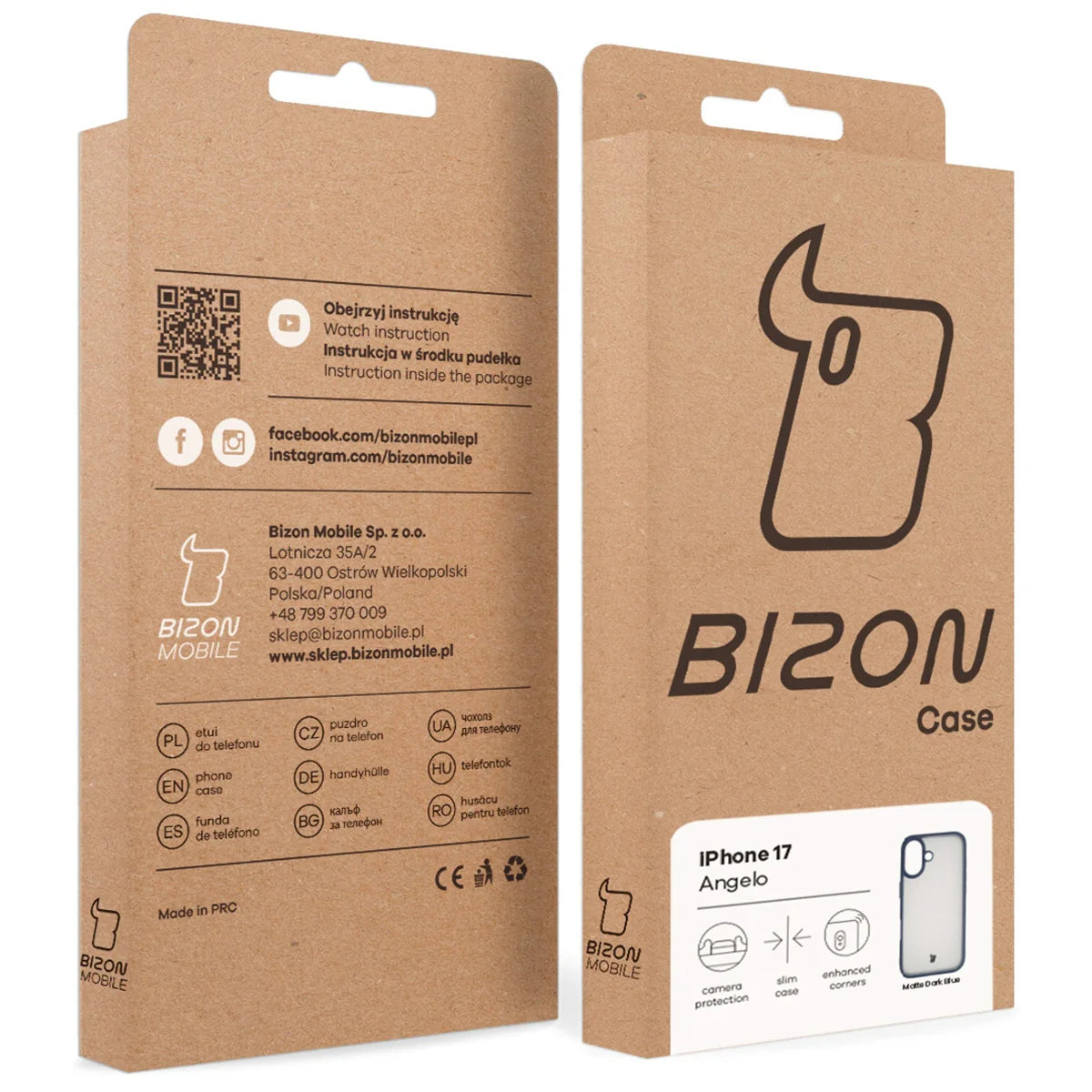 Handyhülle für iPhone 17, Bizon Case Angelo, Semitransparent mit dunkelblauem Rahmen