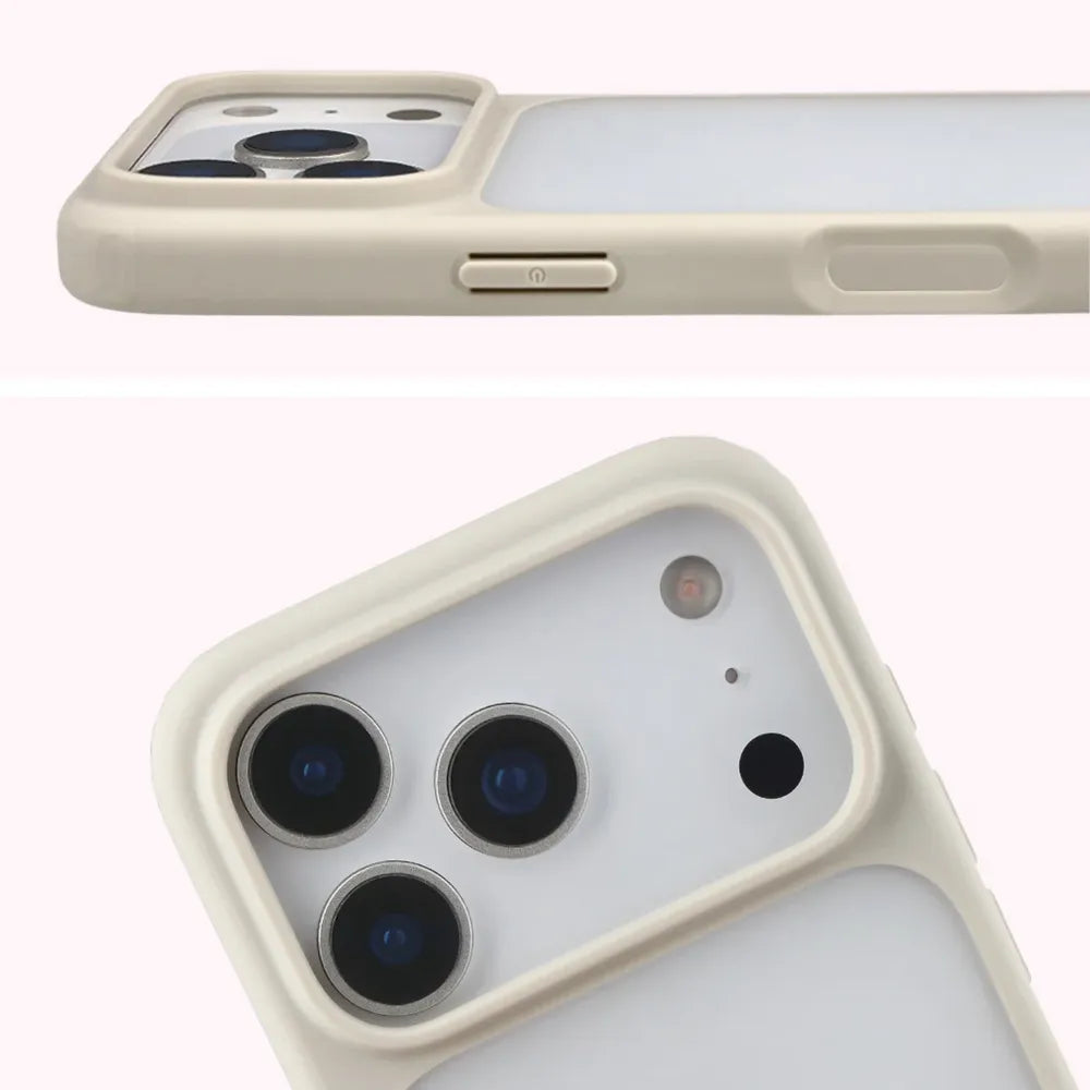 Handyhülle für iPhone 18 Pro / 17 Pro, Bizon Case Angelo, Semitransparent mit beigem Rahmen (3/6)