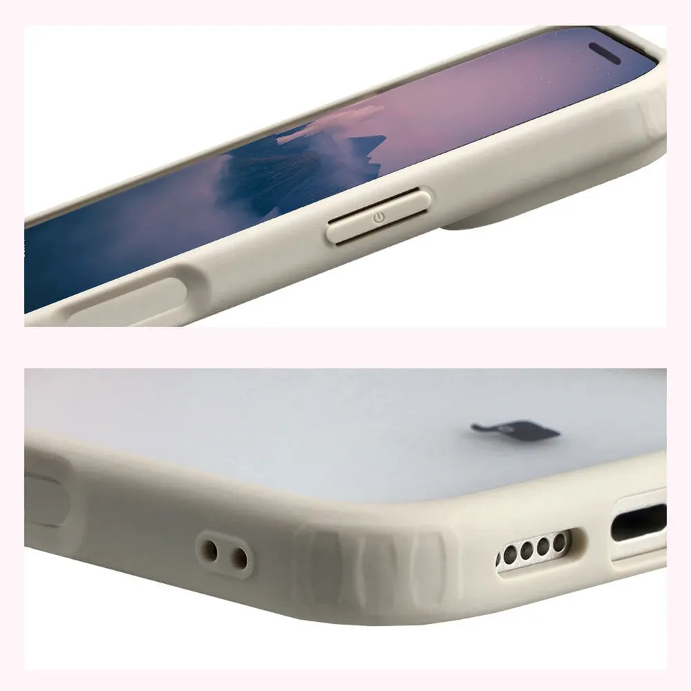 Handyhülle für iPhone 18 Pro / 17 Pro, Bizon Case Angelo, Semitransparent mit beigem Rahmen (4/6)