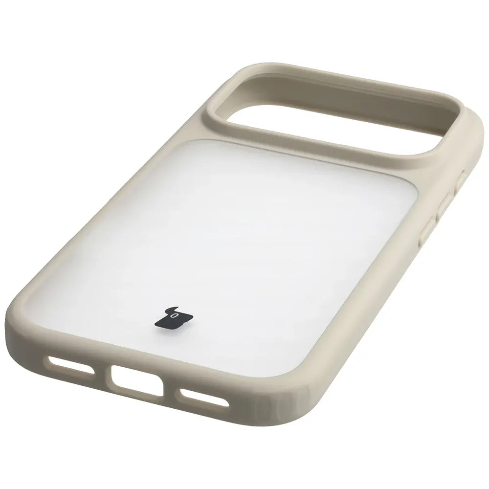 Handyhülle für iPhone 18 Pro / 17 Pro, Bizon Case Angelo, Semitransparent mit beigem Rahmen (5/6)