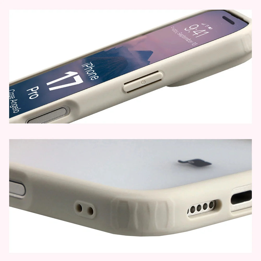 Handyhülle für iPhone 17 Pro, Bizon Case Angelo, Semitransparent mit beigem Rahmen