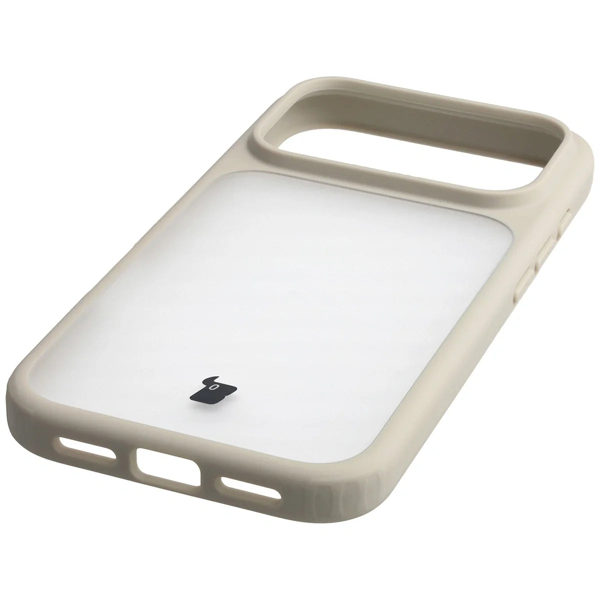 Handyhülle für iPhone 17 Pro, Bizon Case Angelo, Semitransparent mit beigem Rahmen