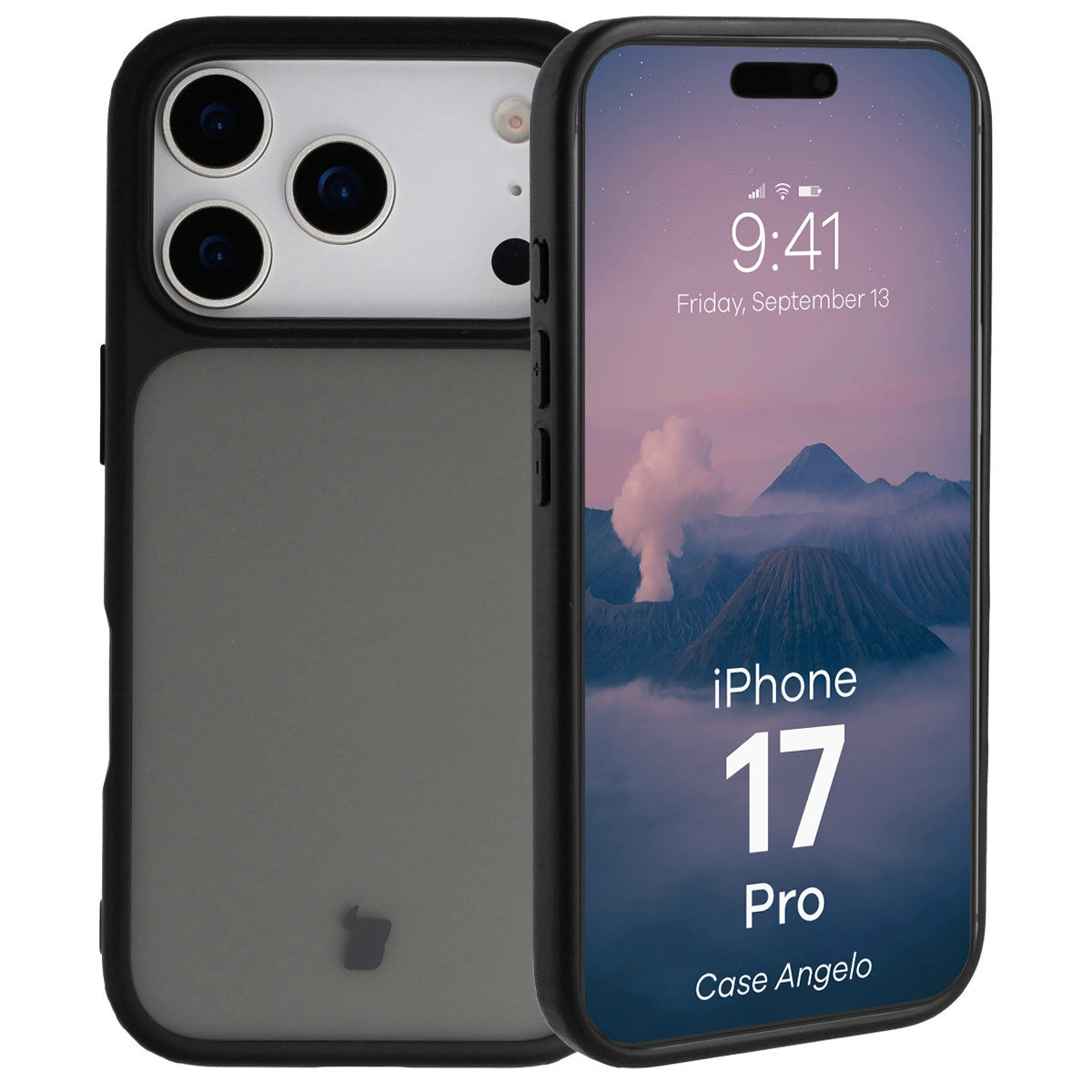 Handyhülle für iPhone 17 Pro, Bizon Case Angelo, Getönte mit schwarzem Rahmen