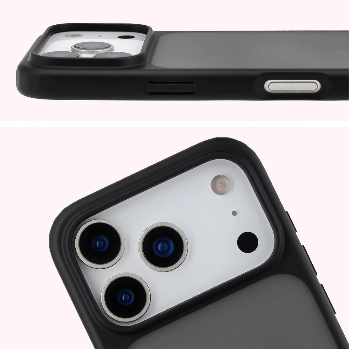 Handyhülle für iPhone 17 Pro, Bizon Case Angelo, Getönte mit schwarzem Rahmen