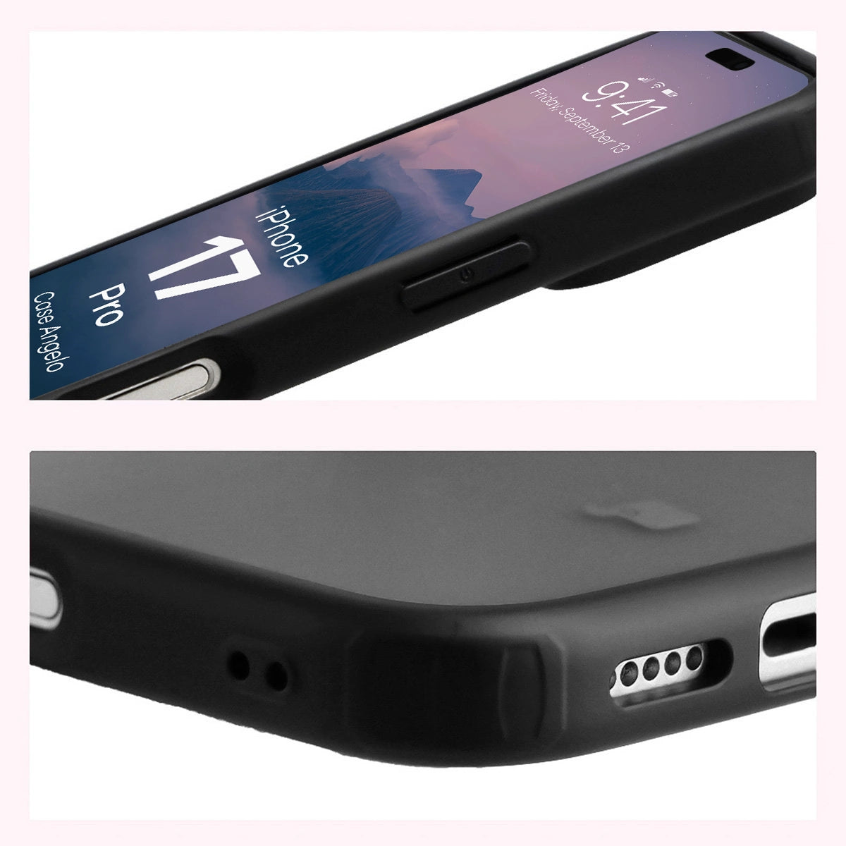Handyhülle für iPhone 17 Pro, Bizon Case Angelo, Getönte mit schwarzem Rahmen