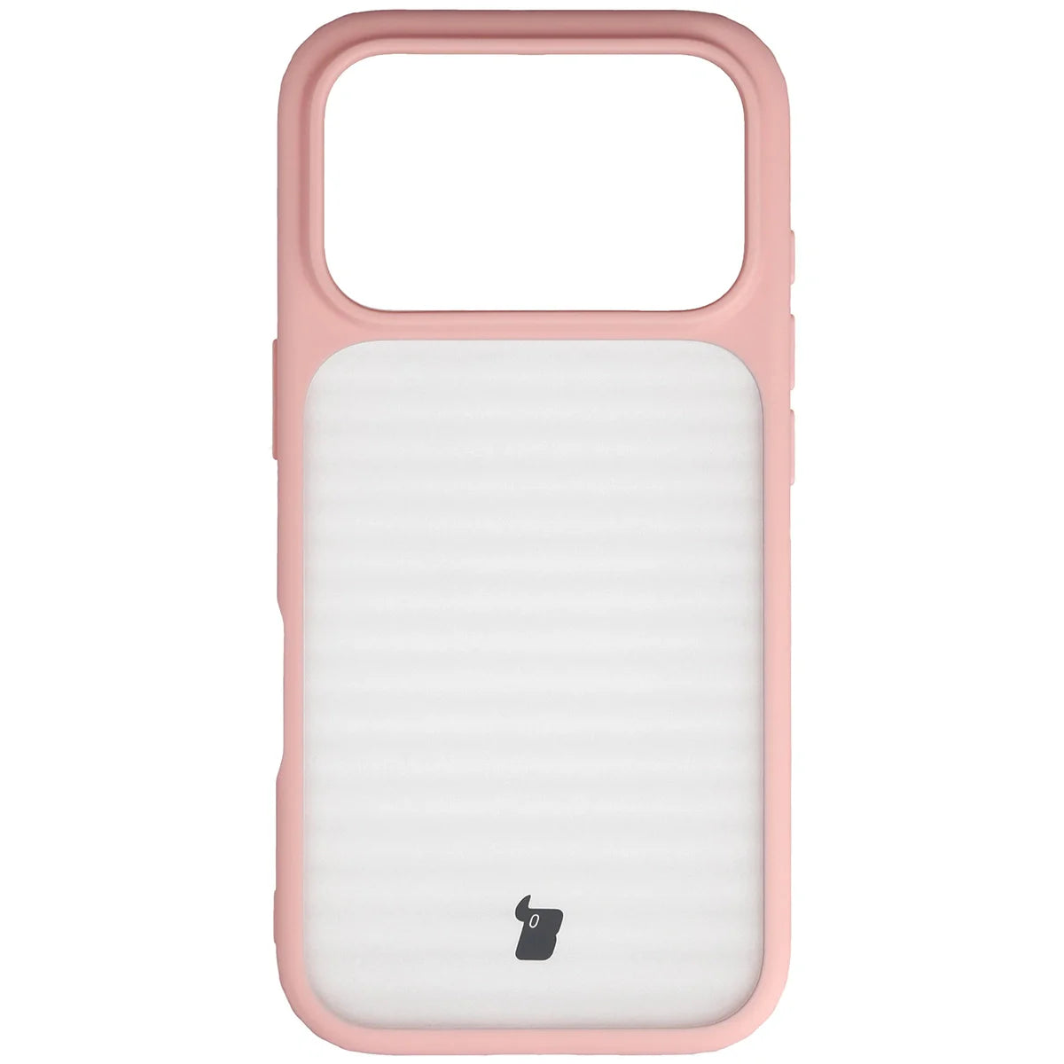 Handyhülle für iPhone 17 Pro, Bizon Case Angelo, Semitransparent mit hellrosa Rahmen