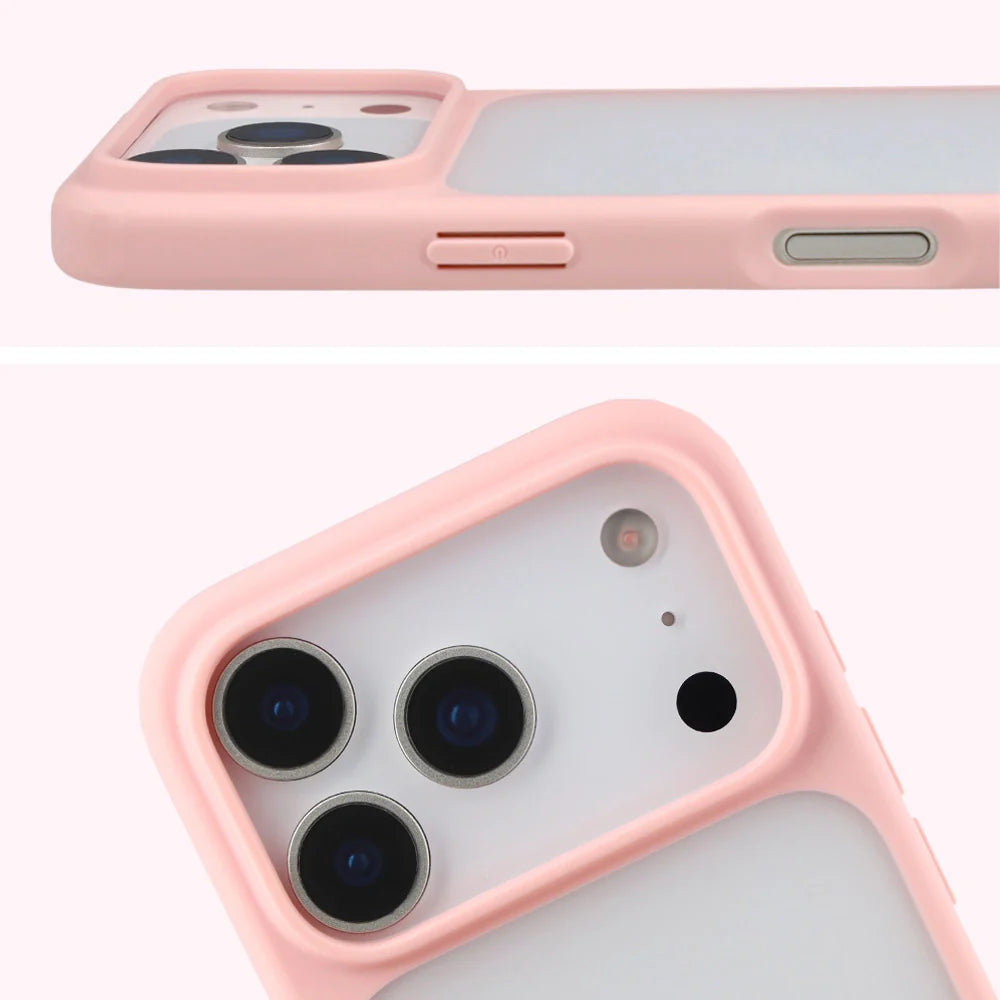 Handyhülle für iPhone 17 Pro, Bizon Case Angelo, Semitransparent mit hellrosa Rahmen
