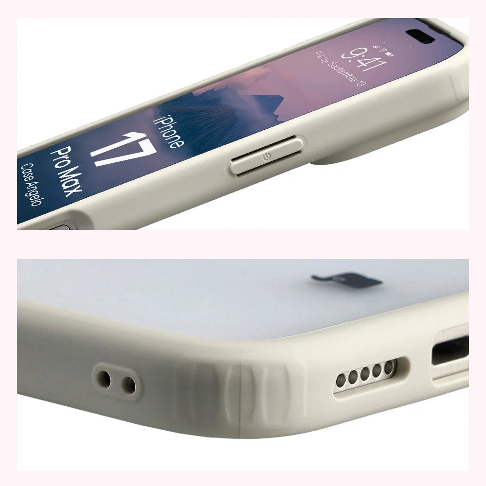 Handyhülle für iPhone 17 Pro Max, Bizon Case Angelo, Semitransparent mit beigem Rahmen