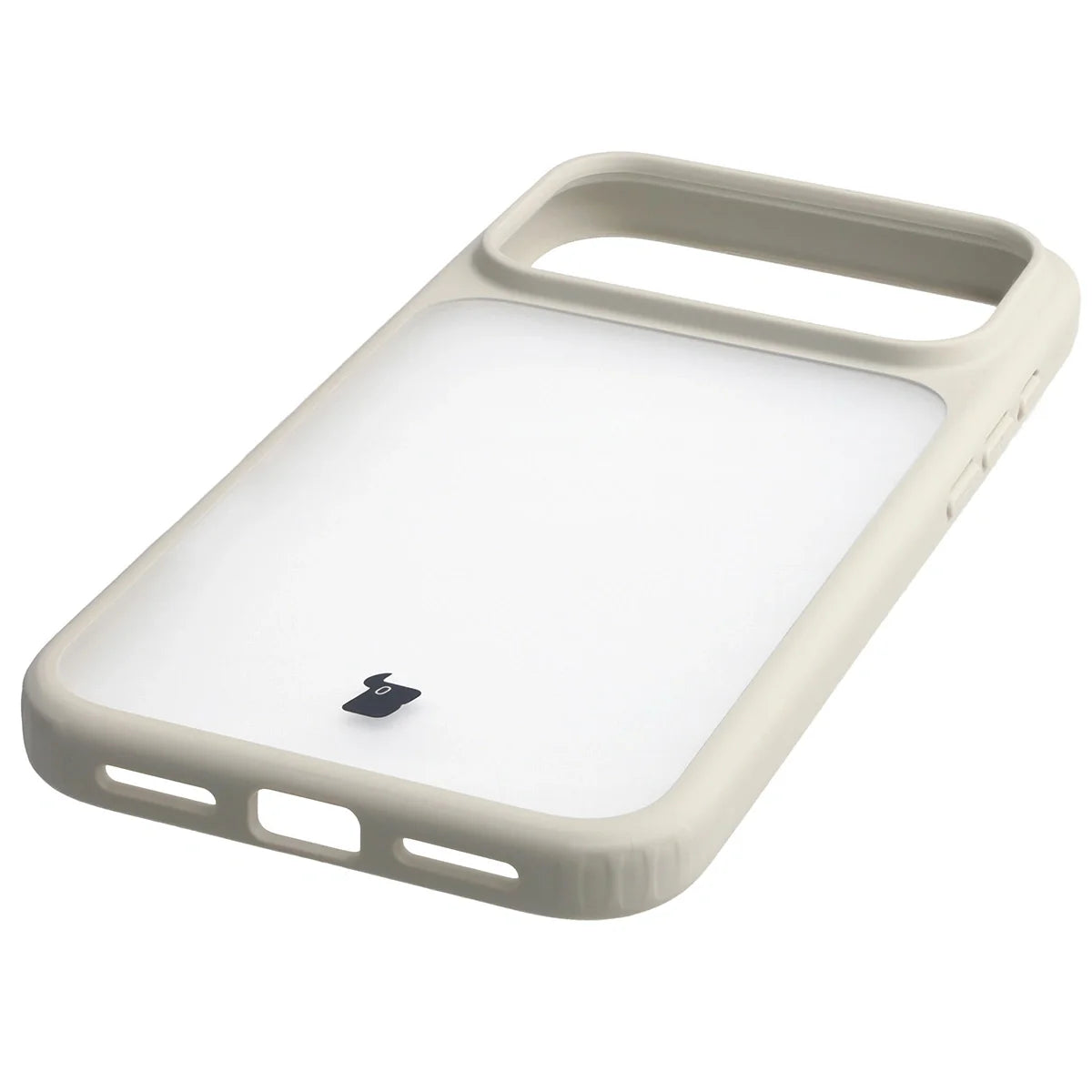 Handyhülle für iPhone 17 Pro Max, Bizon Case Angelo, Semitransparent mit beigem Rahmen