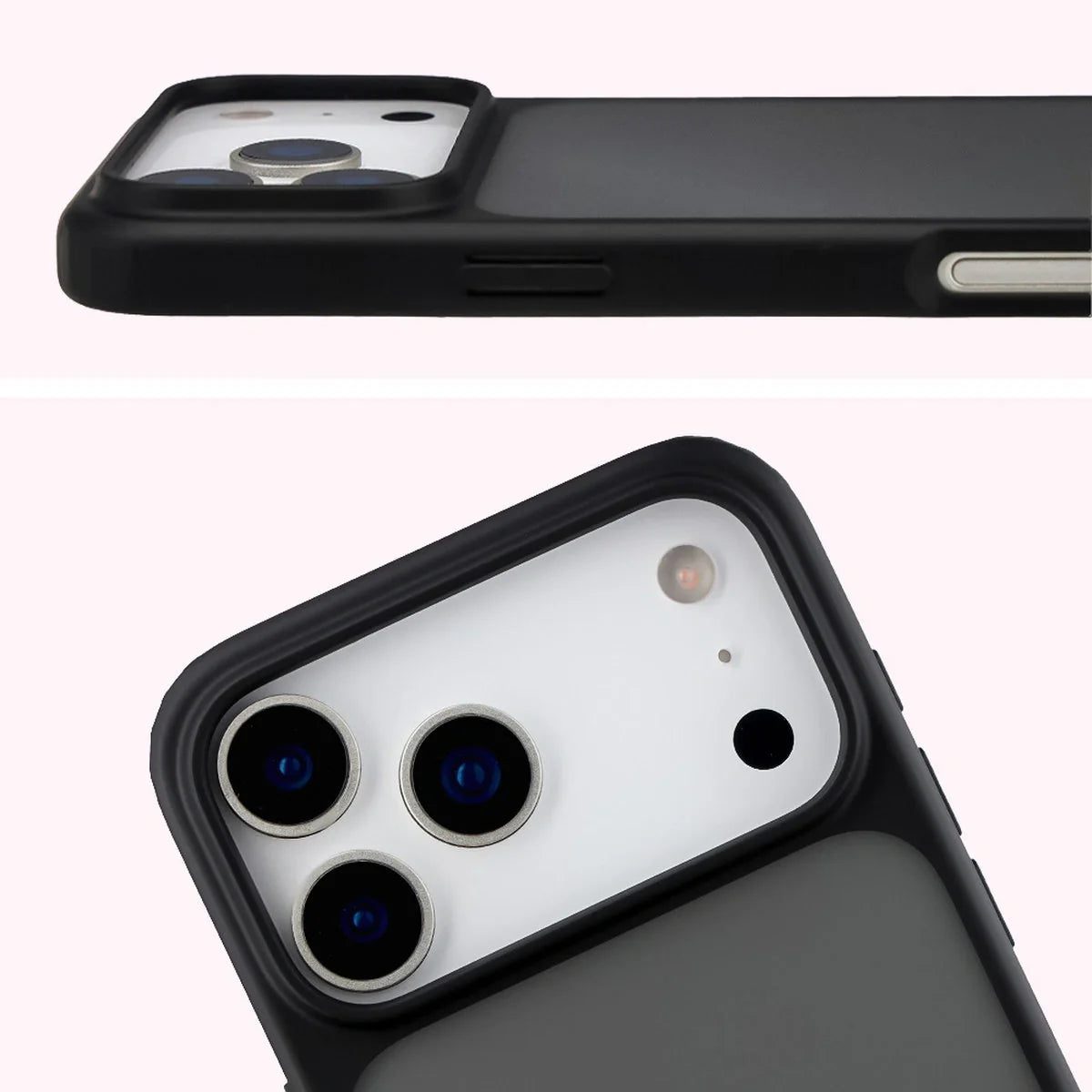 Handyhülle für iPhone 17 Pro Max, Bizon Case Angelo, Getönte mit schwarzem Rahmen