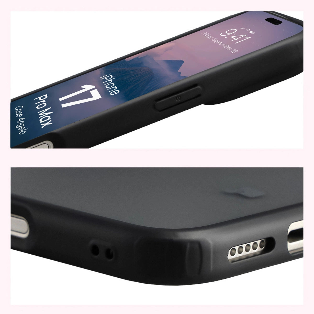Handyhülle für iPhone 17 Pro Max, Bizon Case Angelo, Getönte mit schwarzem Rahmen