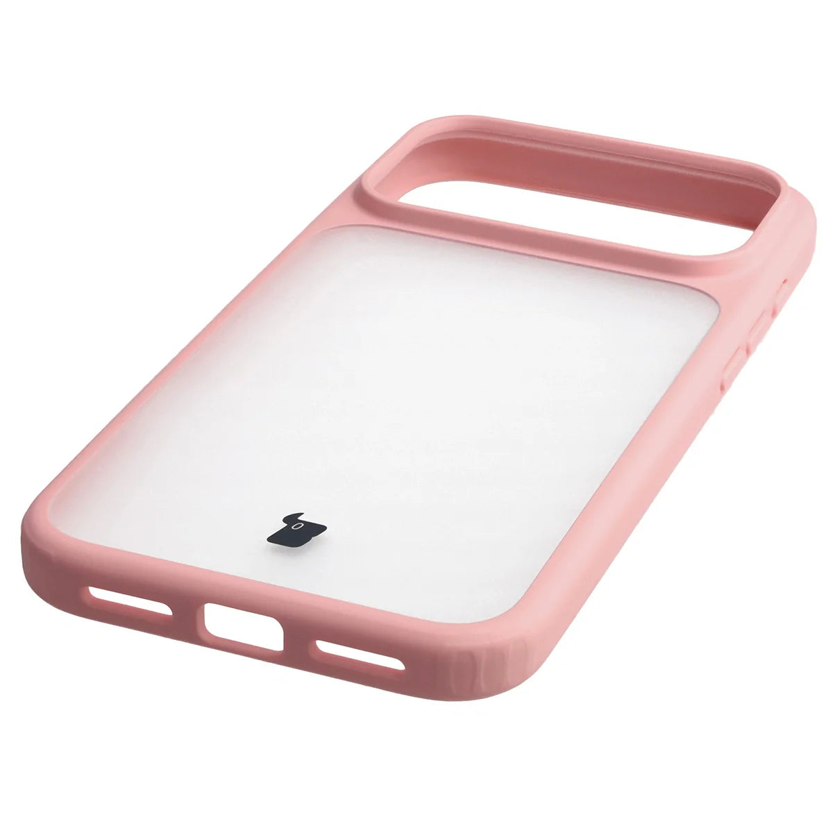 Handyhülle für iPhone 17 Pro Max, Bizon Case Angelo, Semitransparent mit hellrosa Rahmen
