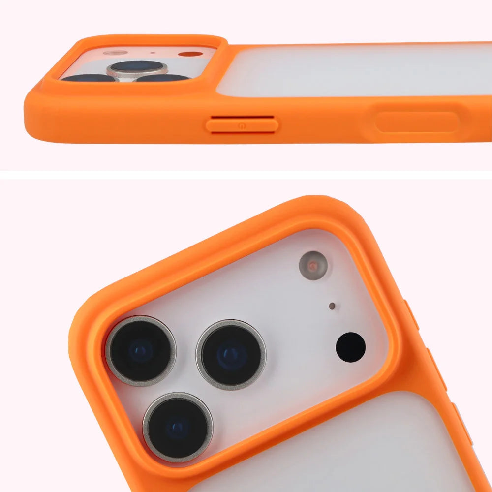Handyhülle für iPhone 18 Pro / 17 Pro, Bizon Case Angelo, Semitransparent mit orangefarbenem Rahmen (3/6)