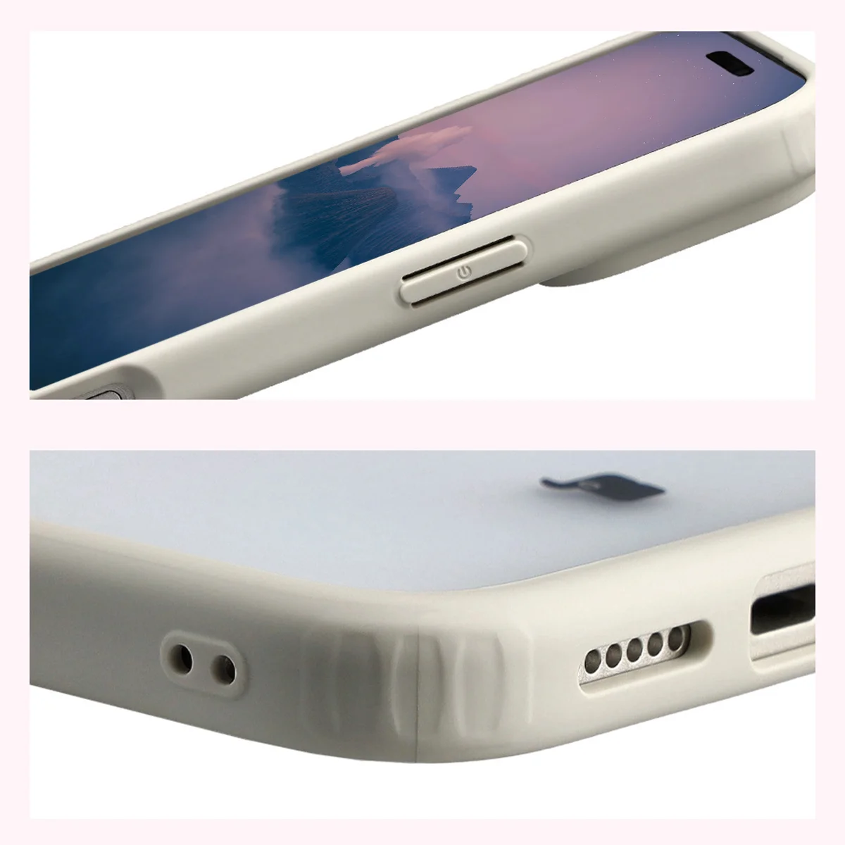 Handyhülle für iPhone 18 Pro Max / 17 Pro Max, Bizon Case Angelo, Semitransparent mit beigem Rahmen (4/6)