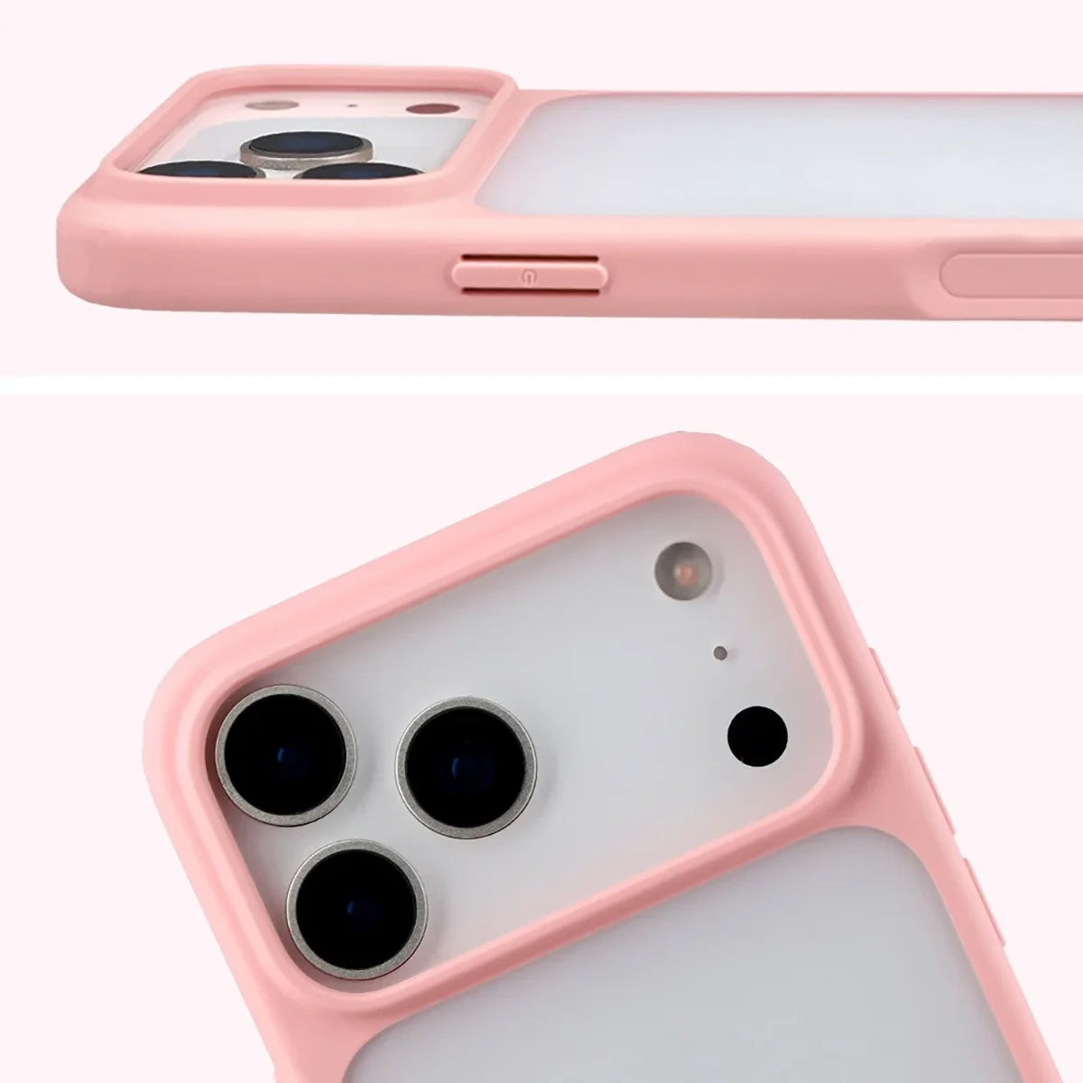 Handyhülle für iPhone 18 Pro Max / 17 Pro Max, Bizon Case Angelo, Semitransparent mit hellrosem Rahmen (3/6)