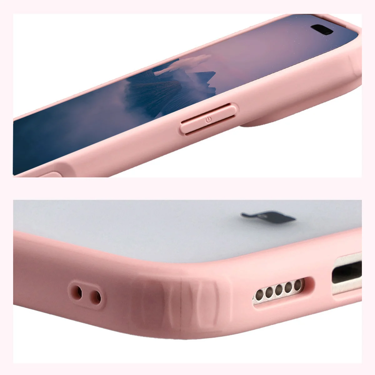 Handyhülle für iPhone 18 Pro Max / 17 Pro Max, Bizon Case Angelo, Semitransparent mit hellrosem Rahmen (4/6)